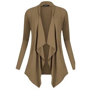 Urban CoCo Women's Drape Front Open Cardigan Long Sleeve Irregular Hem Size M